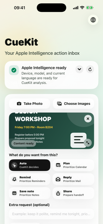 CueKit capture screen