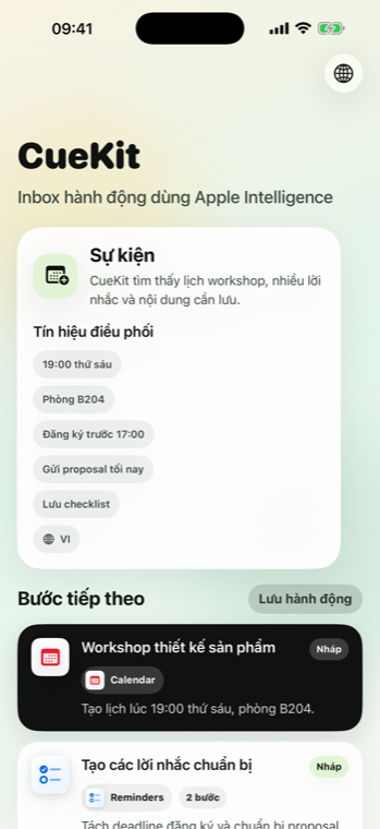Màn hình kết quả CueKit